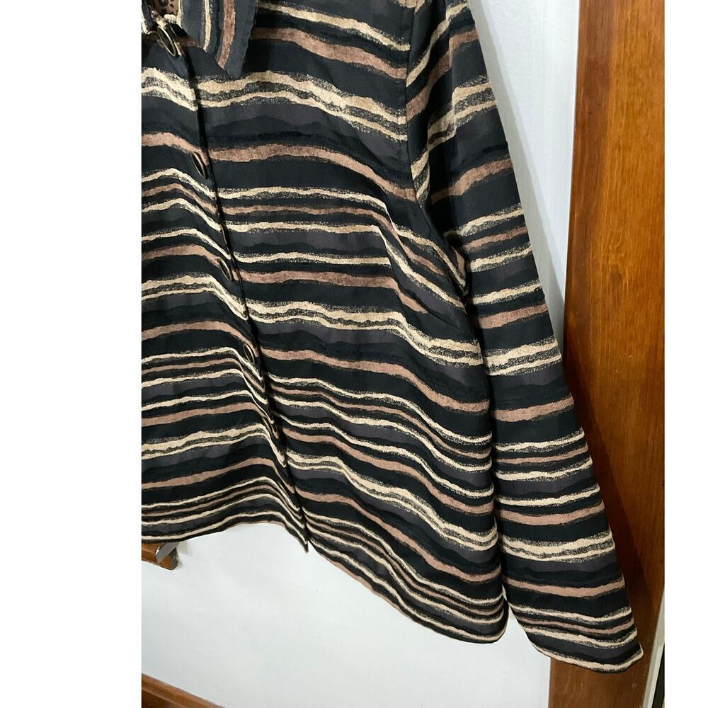 Christopher & Banks Striped Blazer Jacket Brown Black Sz X-Large Tribal Textured - Picture 5 of 7